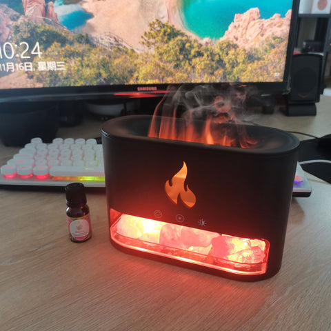 Crystal - 2-in-1 Himalayan Salt Lamp & Ultrasonic Essential Oil Diffuser, 100 Percent Pure Himalayan Salt Humidifier