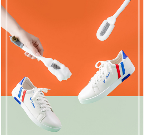 New Multi - Effect One - In -  Shoe Brush Soft Hair Wash Small White Shoes