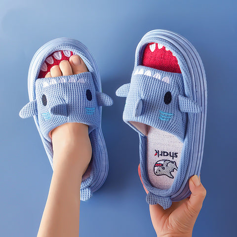 Cute Shark Slippers For Women Cartoon Thick Sole Couples House Shoes Slides