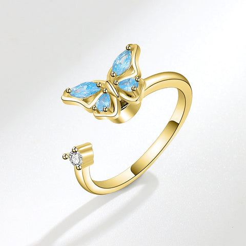Women's Adjustable Rotatable Butterfly Ring