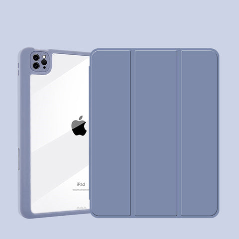 Magnetic Flat Leather Case Tri-fold With Pen Slot Separation