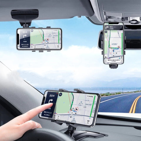 3 In 1 Car Phone Holder Dashboard Rearview Mirror Mobile Phone GPS Navigation Bracket Adjustable Auto Phone Holder