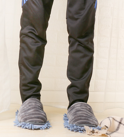 New Fluffy Striped Lazy Floor-scrubbing Slippers