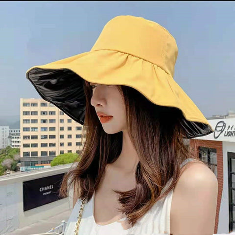 Women's Sunscreen Hat Korean Version Of Black Rubber UV Protection Hat