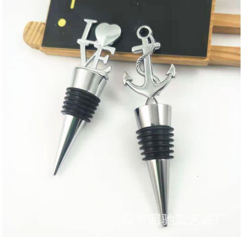 Manufacturer Sells Directly LOVE Ship Anchor Red Wine Stopper Creative Wine Stopper Zinc Alloy Bottle Stopper Fresh-keeping Stopper Christmas Gift