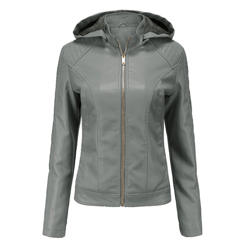 Winter PU Leather Jacket Women 2022 Hooded Fur Lining Coat Female Slim Women's Leather Jacket Motorcycle Hoodies Jacket