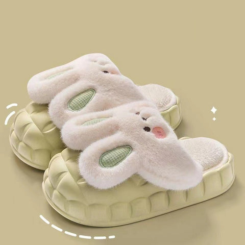 Winter Shoes Fuzzy Slippers Cute Rabbit Washable Detachable Warm House Shoes For Women Men