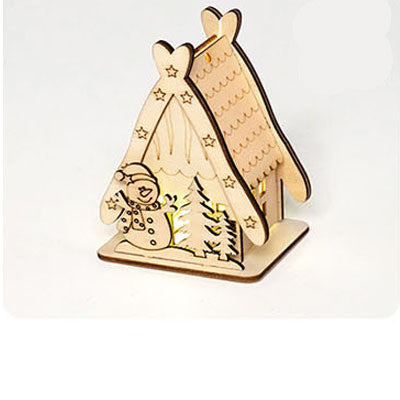Christmas Decoration Wooden House Children's Handmade