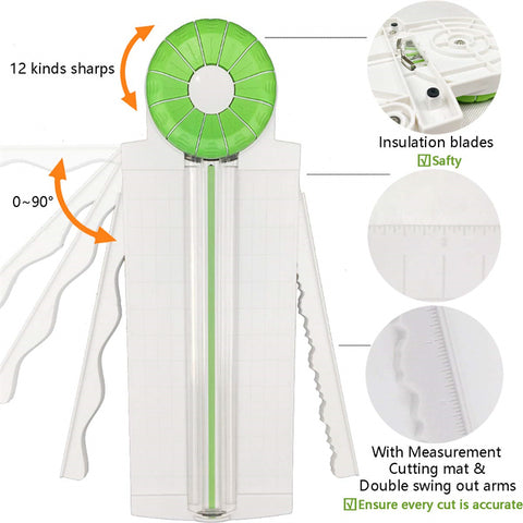 A3A4A5 Multi-function Paper Cutting Knife Creasing Dotted Line Curve 360 - Degree Rotating Manual Paper Cutter 12 In 1 Trimmer