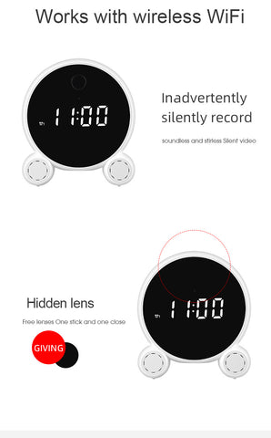 Wifi Alarm Clock Camera HD 1080P Night Vision Motion Detection Portable Home Security Surveillance Wifi Clock IP Camera