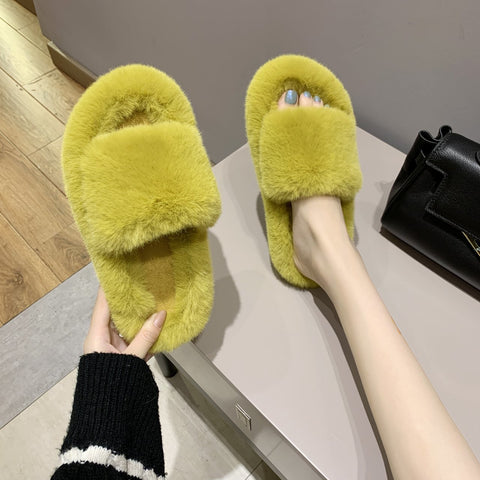 Thick Bottom Fuzzy Slippers Fluffy House Shoes Women