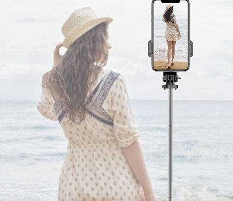 Compatible with Apple, Lengthened Mobile Phone Selfie Stick Bluetooth Tripod