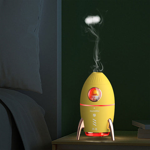 Latest 350ml Cute Kids Rocket Unique 7 Color LED Night Light USB Ultrasonic Cool Mist Diffuser Bedroom Air Humidifier