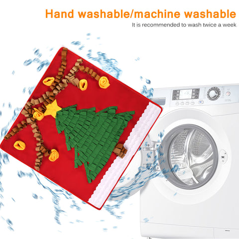 Washable Pet Dog Snuffle Mat Nose Smell Training Sniffing Pad Slow Feeding Food Dispenser Relieve Stress Christmas Tree Pattern