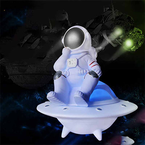 Moon Light UFO Astronaut Luminous Wireless Bluetooth TWS Speakers Creative Birthday Gift Decoration Loudspeaker Support TF FM