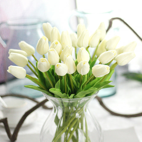 Hand Holding Silk Flower PU Mini Tulip Simulation Flower Wedding Family INS Style