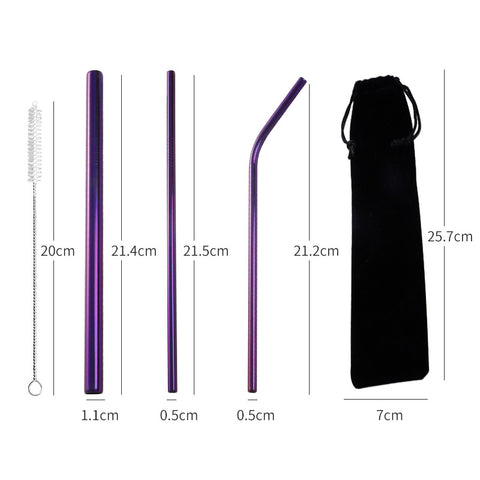 304 Stainless Steel Straw Package Creative Color Milk Tea Drink Coffee Metal Straw