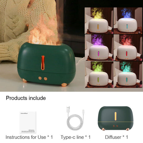 250ml Fire Flame Air Diffusers Portable Mini Essential Oil Atomizer Nano Mist Desktop Fire Flame Oil Diffuser