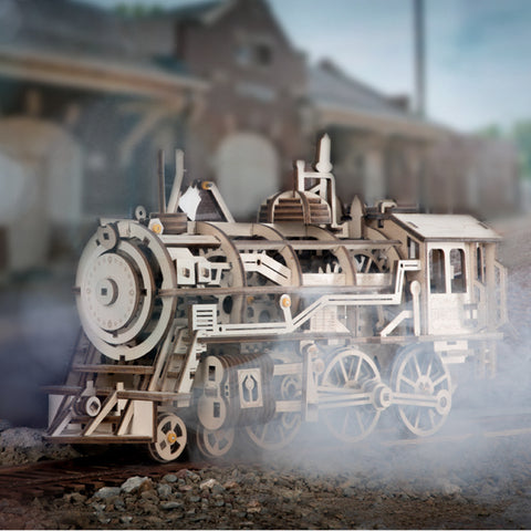 Robotime DIY Movable Locomotive By Clockwork Wooden Model Building Kits Assembly Toys Gift LK701 For Dropshipping