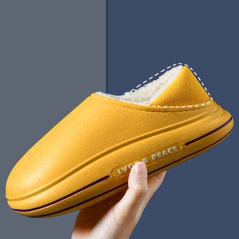 EVA Fluffy Slippers Waterproof Warm Plush Shoes For Women Couple