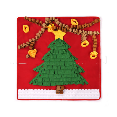Washable Pet Dog Snuffle Mat Nose Smell Training Sniffing Pad Slow Feeding Food Dispenser Relieve Stress Christmas Tree Pattern
