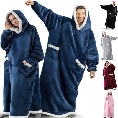 Winter TV Hoodie Large Thick Blanket Winter Warm Home Clothes Women Men Oversized Pullover With Pockets