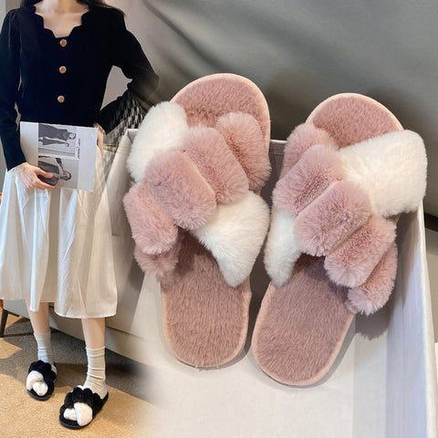 Warm Fashionable Women's Winter Home Slippers Cute Autumn Warmth Thick Plush Non-Slip Leisure Shoes Soft Bedroom Floor Slipper