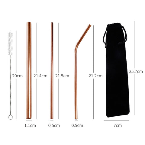 304 Stainless Steel Straw Package Creative Color Milk Tea Drink Coffee Metal Straw