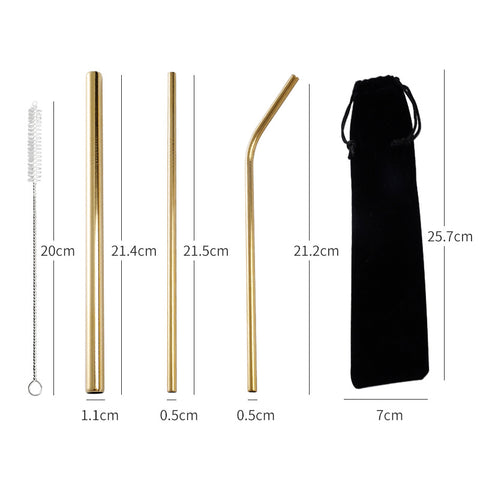 304 Stainless Steel Straw Package Creative Color Milk Tea Drink Coffee Metal Straw