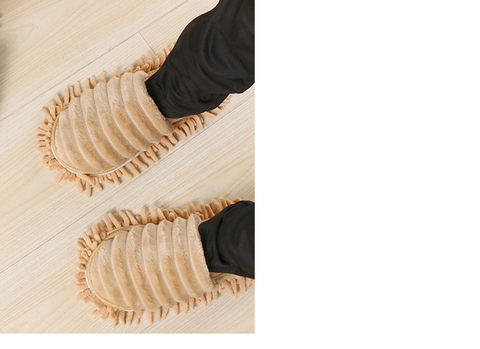 New Fluffy Striped Lazy Floor-scrubbing Slippers