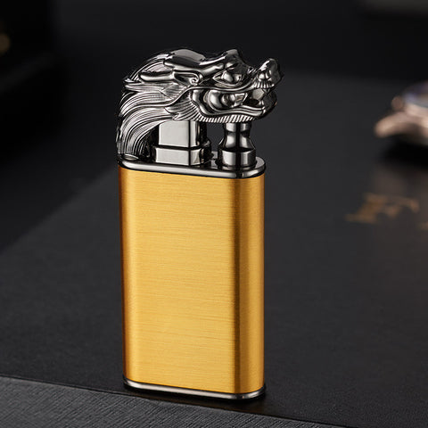 2022 Creative Blue Flame Lighter Dolphin Dragon Tiger Double Fire Metal Winproof Lighter Inflatable Lighter