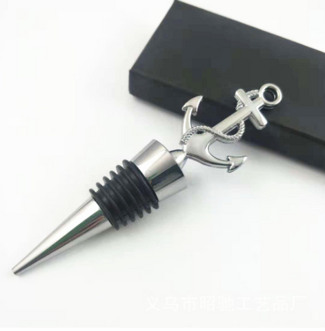 Manufacturer Sells Directly LOVE Ship Anchor Red Wine Stopper Creative Wine Stopper Zinc Alloy Bottle Stopper Fresh-keeping Stopper Christmas Gift