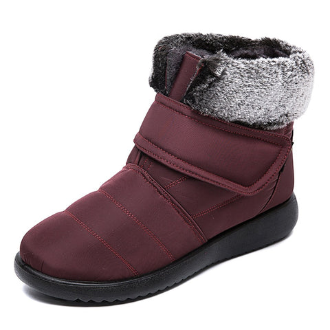 Women Snow Boots Winter Warm Shoes With Velcro Design Flat Ankle Boots