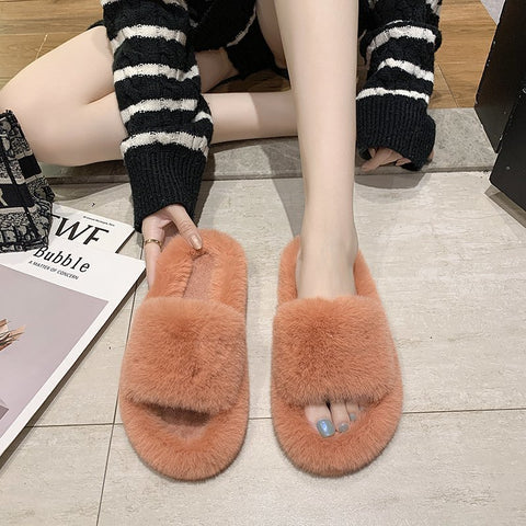 Thick Bottom Fuzzy Slippers Fluffy House Shoes Women