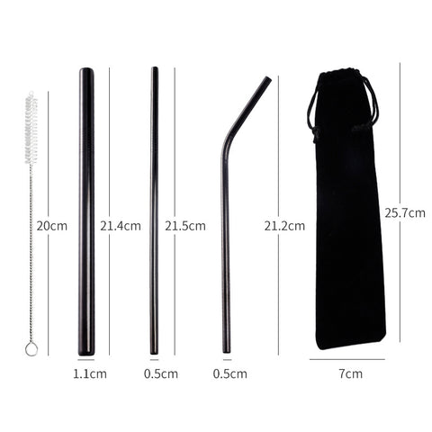 304 Stainless Steel Straw Package Creative Color Milk Tea Drink Coffee Metal Straw