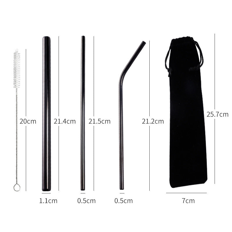 304 Stainless Steel Straw Package Creative Color Milk Tea Drink Coffee Metal Straw