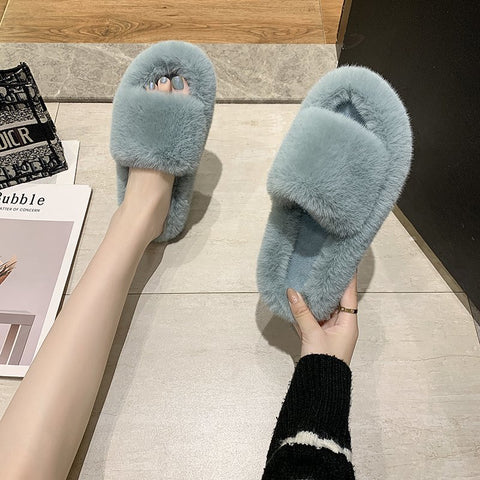 Thick Bottom Fuzzy Slippers Fluffy House Shoes Women