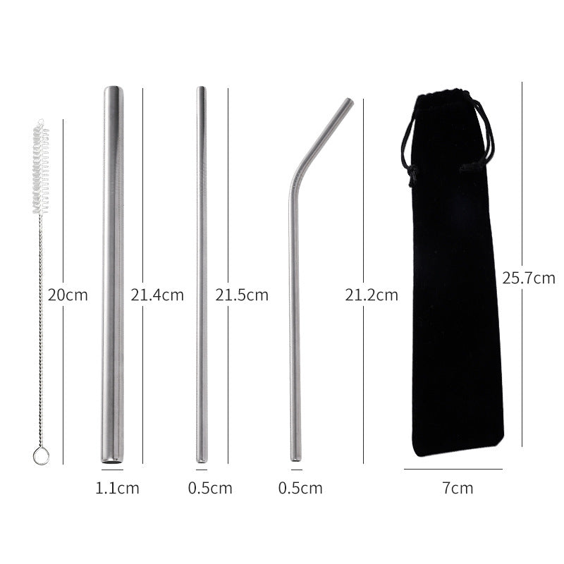 304 Stainless Steel Straw Package Creative Color Milk Tea Drink Coffee Metal Straw