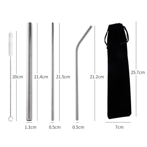 304 Stainless Steel Straw Package Creative Color Milk Tea Drink Coffee Metal Straw