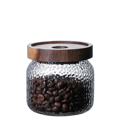 Acacia Food Coffee Bean Tea Glass Storage Jar