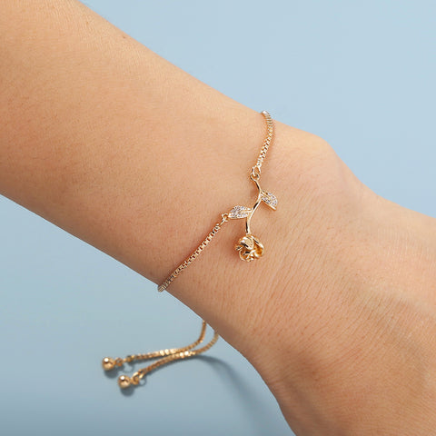 Brass Rose Gold Plated Adjustable Pull Bracelet