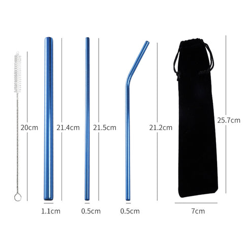 304 Stainless Steel Straw Package Creative Color Milk Tea Drink Coffee Metal Straw