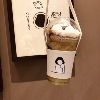 Creative Portable Milk Tea Canvas Bag Coffee Cup Cover