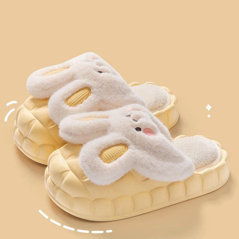 Winter Shoes Fuzzy Slippers Cute Rabbit Washable Detachable Warm House Shoes For Women Men