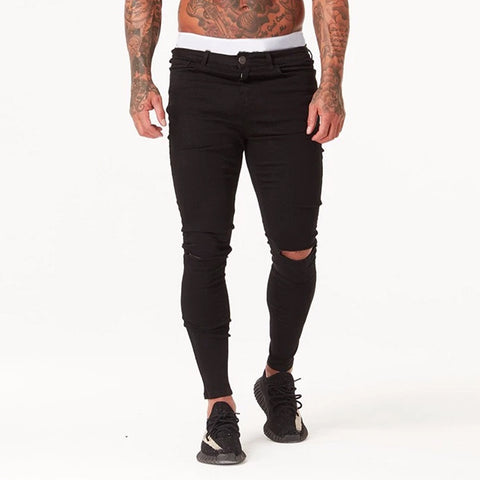 Summer Distressed Hip Hop Style Washed Super Skinny Men Ripped Jeans