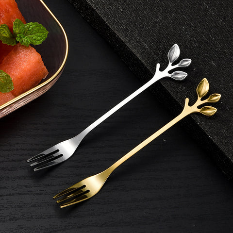 Stainless Steel Leaf Spoon Long Handle Square Head Small Tea  Honey Coffee