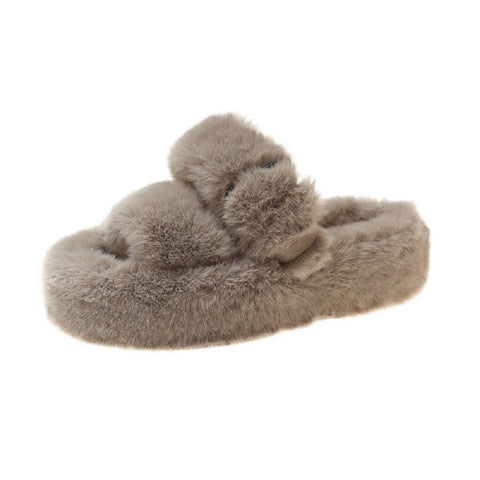 Winter Fashionable Indoor Outdoor Women Wear Thick Soled Cotton Slippers Plush Shoes Slippers