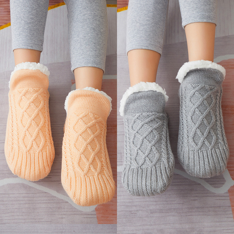 Winter Woolen Socks Women Thicken Warm Home Bedroom Socks Slippers Men Non-slip Foot Warmer Snow Socks Calcetines Mujer