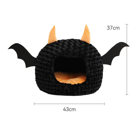 Halloween Little Devil Pet Nest Short Plush Fully Enclosed Warm